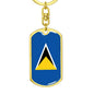 Saint Lucia Flag Keychain Dog Tag Stainless Steel or 18k Gold-Express Your Love Gifts