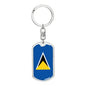 Saint Lucia Flag Keychain Dog Tag Stainless Steel or 18k Gold-Express Your Love Gifts