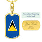 Saint Lucia Flag Keychain Dog Tag Stainless Steel or 18k Gold-Express Your Love Gifts