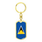 Saint Lucia Flag Keychain Dog Tag Stainless Steel or 18k Gold-Express Your Love Gifts