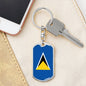 Saint Lucia Flag Keychain Dog Tag Stainless Steel or 18k Gold-Express Your Love Gifts