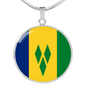 Saint Vicente And The Grenadines Flag Necklace Circle Pendant Stainless Steel or 18k Gold 18-22"-Express Your Love Gifts