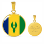 Saint Vicente And The Grenadines Flag Necklace Circle Pendant Stainless Steel or 18k Gold 18-22"-Express Your Love Gifts