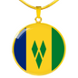 Saint Vicente And The Grenadines Flag Necklace Circle Pendant Stainless Steel or 18k Gold 18-22"-Express Your Love Gifts