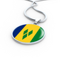 Saint Vicente And The Grenadines Flag Necklace Circle Pendant Stainless Steel or 18k Gold 18-22"-Express Your Love Gifts