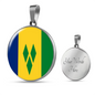 Saint Vicente And The Grenadines Flag Necklace Circle Pendant Stainless Steel or 18k Gold 18-22"-Express Your Love Gifts