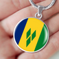 Saint Vicente And The Grenadines Flag Necklace Circle Pendant Stainless Steel or 18k Gold 18-22"-Express Your Love Gifts