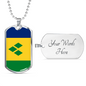 Saint Vicente And The Grenadines Flag Necklace Stainless Steel or 18k Gold Dog Tag 24" Chain-Express Your Love Gifts