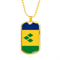 Saint Vicente And The Grenadines Flag Necklace Stainless Steel or 18k Gold Dog Tag 24" Chain-Express Your Love Gifts