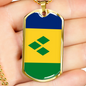 Saint Vicente And The Grenadines Flag Necklace Stainless Steel or 18k Gold Dog Tag 24" Chain-Express Your Love Gifts