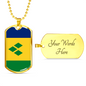 Saint Vicente And The Grenadines Flag Necklace Stainless Steel or 18k Gold Dog Tag 24" Chain-Express Your Love Gifts