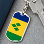 Saint Vicente And The Grenadines Flag Swivel Keychain Dog Tag Stainless Steel or 18k Gold-Express Your Love Gifts