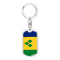 Saint Vicente And The Grenadines Flag Swivel Keychain Dog Tag Stainless Steel or 18k Gold-Express Your Love Gifts