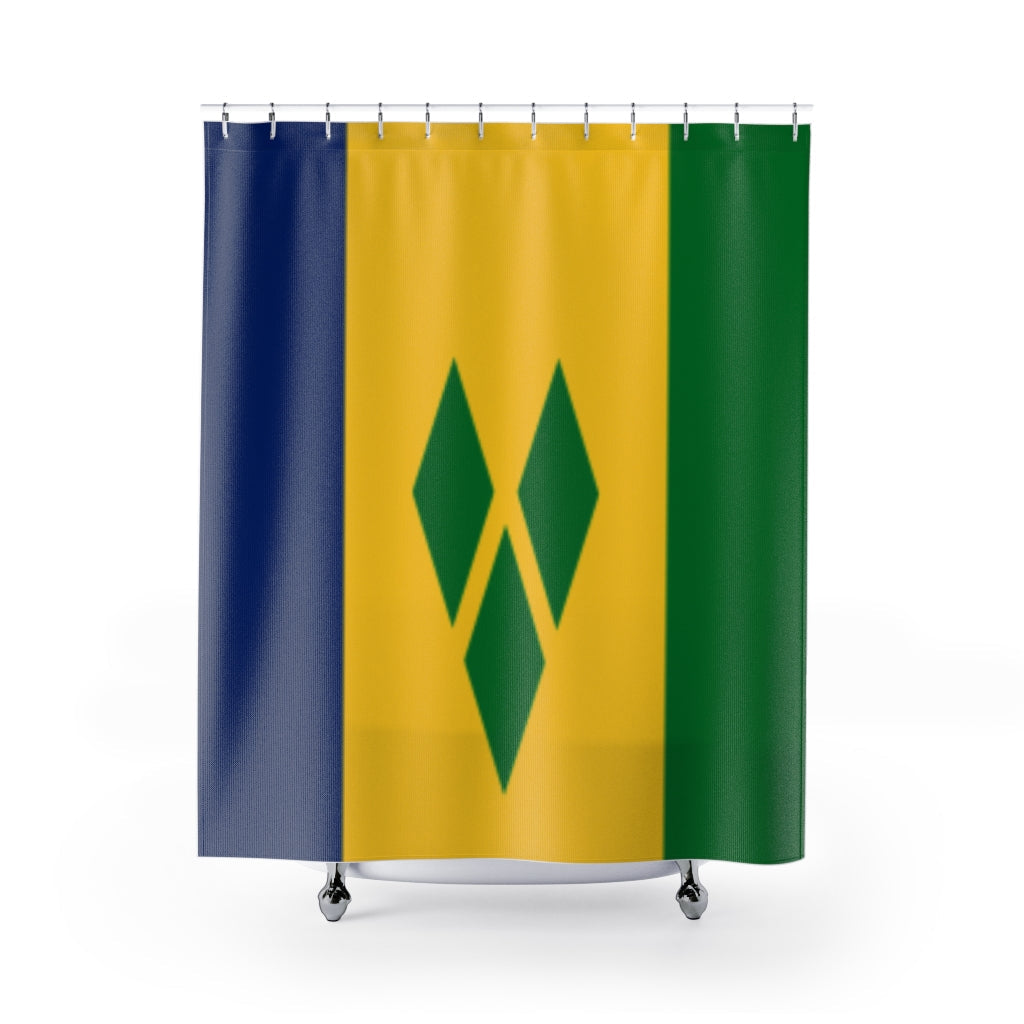 Saint Vincent Flag Stylish Design 71" x 74" Elegant Waterproof Shower Curtain for a Spa-like Bathroom Paradise Exceptional Craftsmanship-Express Your Love Gifts
