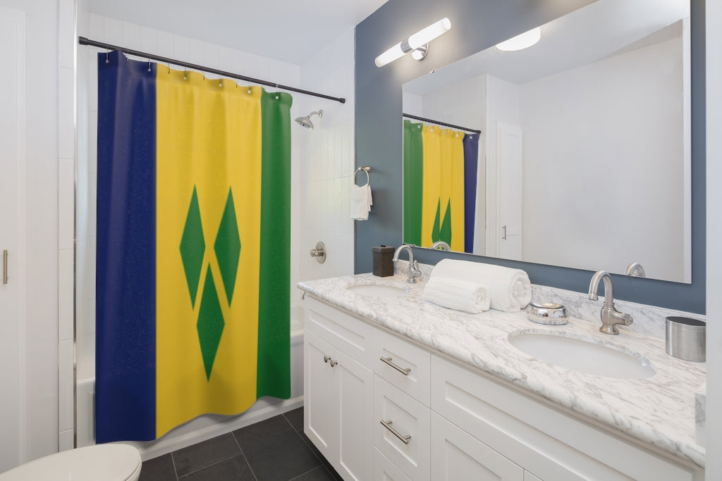 Saint Vincent Flag Stylish Design 71" x 74" Elegant Waterproof Shower Curtain for a Spa-like Bathroom Paradise Exceptional Craftsmanship-Express Your Love Gifts