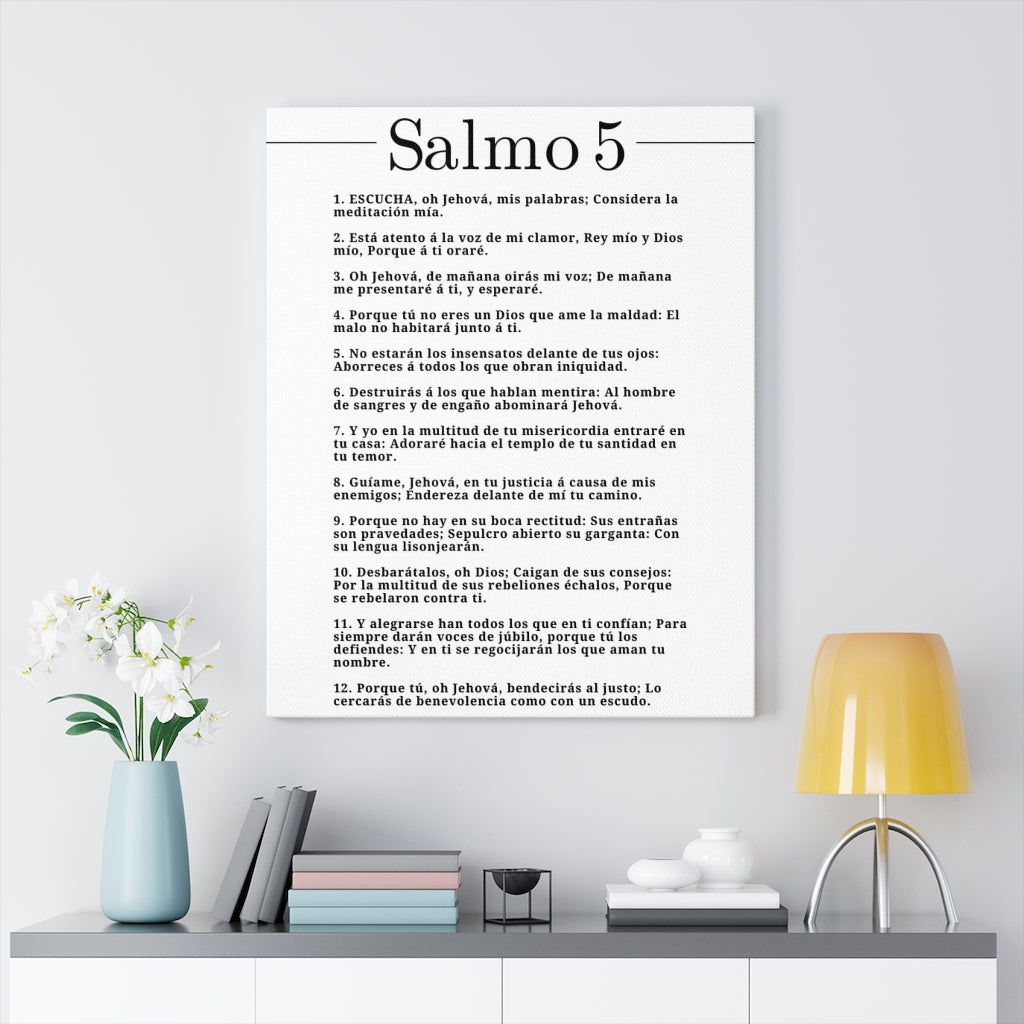Salmo 5 Impresion De Arte Crist en Blanco Psalm 5 Spanish Ready to Hang Bible Canvas Unframed-Express Your Love Gifts