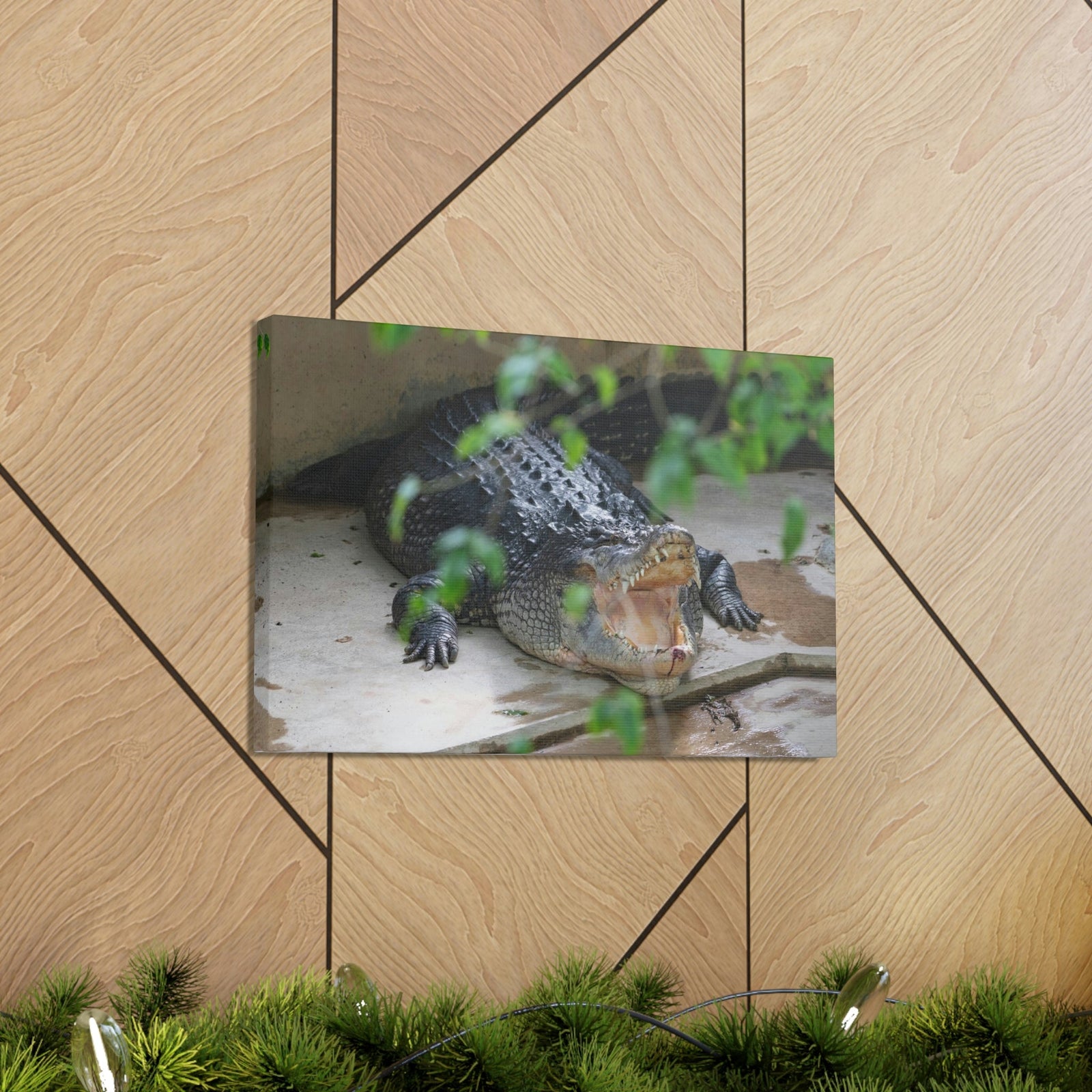 Scripture Walls Salt Water Alligator Hunting Salt Water Alligator on Hunt Print Animal Wall Art Wildlife Canvas Prints Wall Art Ready to Hang Unframed-Express Your Love Gifts