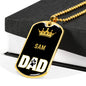 Sam Cat Dad Necklace Stainless Steel or 18k Gold Dog Tag 24" Chain-Express Your Love Gifts