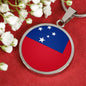 Samoa Flag Necklace Samoa Flag Pendant Stainless Steel or 18k Gold Circle Pendant 18-22"-Express Your Love Gifts