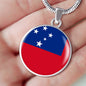 Samoa Flag Necklace Samoa Flag Pendant Stainless Steel or 18k Gold Circle Pendant 18-22"-Express Your Love Gifts