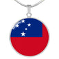 Samoa Flag Necklace Samoa Flag Pendant Stainless Steel or 18k Gold Circle Pendant 18-22"-Express Your Love Gifts