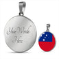 Samoa Flag Necklace Samoa Flag Pendant Stainless Steel or 18k Gold Circle Pendant 18-22"-Express Your Love Gifts