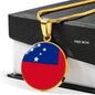 Samoa Flag Necklace Samoa Flag Pendant Stainless Steel or 18k Gold Circle Pendant 18-22"-Express Your Love Gifts