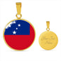 Samoa Flag Necklace Samoa Flag Pendant Stainless Steel or 18k Gold Circle Pendant 18-22"-Express Your Love Gifts