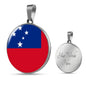Samoa Flag Necklace Samoa Flag Pendant Stainless Steel or 18k Gold Circle Pendant 18-22"-Express Your Love Gifts