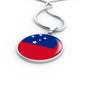 Samoa Flag Necklace Samoa Flag Pendant Stainless Steel or 18k Gold Circle Pendant 18-22"-Express Your Love Gifts