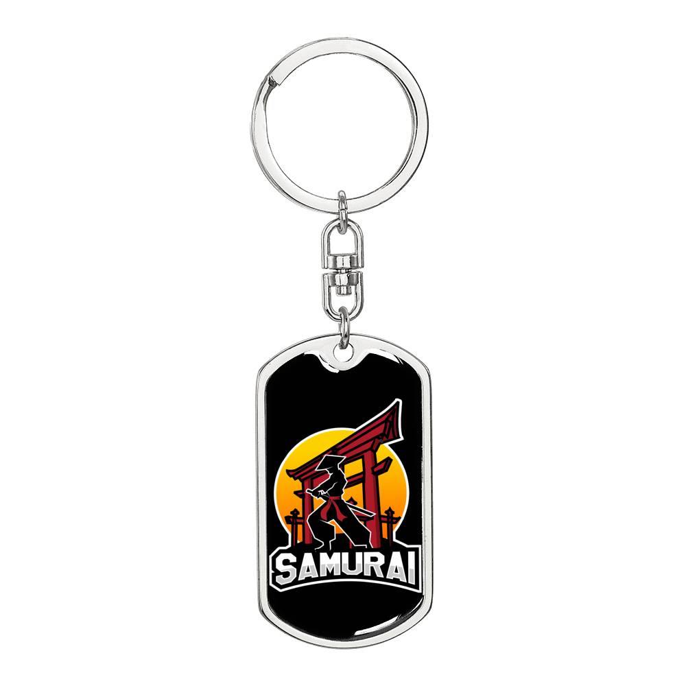 Samurai Esport Keychain Dog Tag Stainless Steel or 18k Gold-Express Your Love Gifts