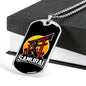 Samurai Esport Necklace Stainless Steel or 18k Gold Dog Tag 24" Chain-Express Your Love Gifts