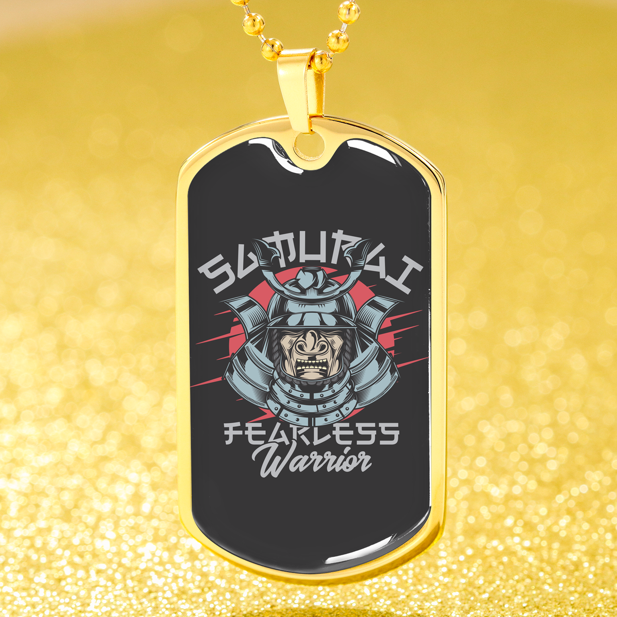 Samurai Fearless Necklace Stainless Steel or 18k Gold Dog Tag 24" Chain-Express Your Love Gifts