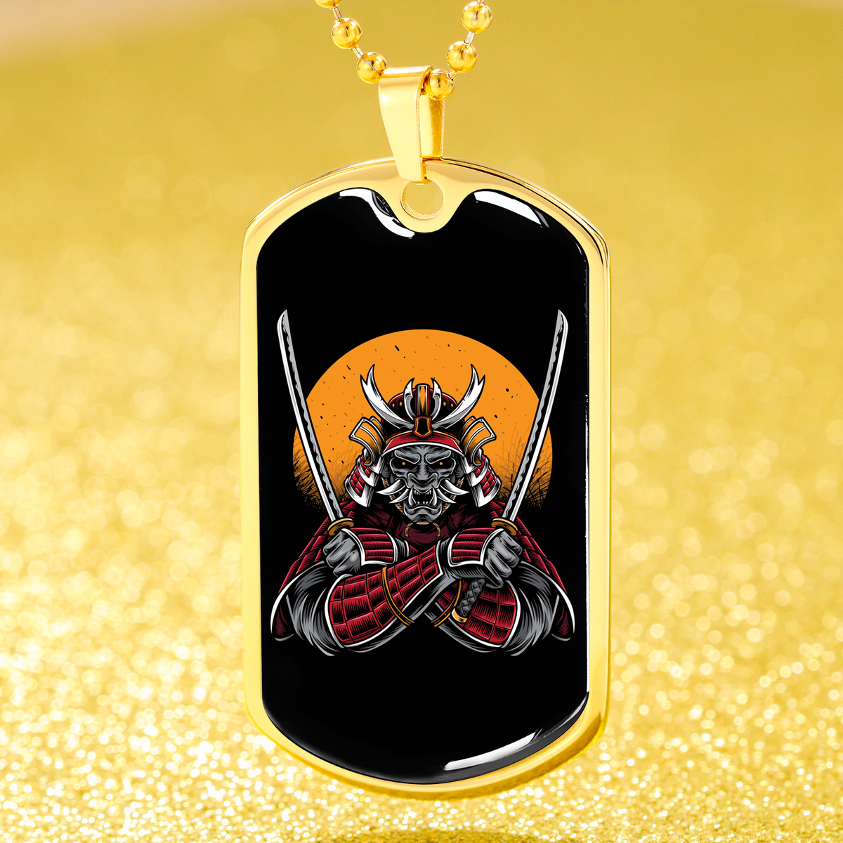 Samurai Katana Warrior Necklace Stainless Steel or 18k Gold Dog Tag 24" Chain-Express Your Love Gifts