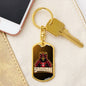 Samurai Red Warrior Keychain Dog Tag Stainless Steel or 18k Gold-Express Your Love Gifts