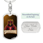 Samurai Red Warrior Keychain Dog Tag Stainless Steel or 18k Gold-Express Your Love Gifts