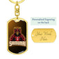 Samurai Red Warrior Keychain Dog Tag Stainless Steel or 18k Gold-Express Your Love Gifts