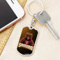 Samurai Red Warrior Keychain Dog Tag Stainless Steel or 18k Gold-Express Your Love Gifts