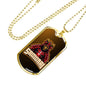 Samurai Red Warrior Necklace Stainless Steel or 18k Gold Dog Tag 24" Chain-Express Your Love Gifts