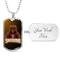 Samurai Red Warrior Necklace Stainless Steel or 18k Gold Dog Tag 24" Chain-Express Your Love Gifts