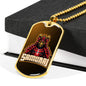 Samurai Red Warrior Necklace Stainless Steel or 18k Gold Dog Tag 24" Chain-Express Your Love Gifts