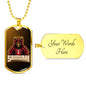 Samurai Red Warrior Necklace Stainless Steel or 18k Gold Dog Tag 24" Chain-Express Your Love Gifts