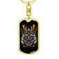 Samurai Skull Helmet Keychain Dog Tag Stainless Steel or 18k Gold-Express Your Love Gifts