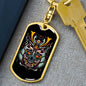 Samurai Skull Helmet Keychain Dog Tag Stainless Steel or 18k Gold-Express Your Love Gifts