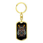Samurai Skull Helmet Keychain Dog Tag Stainless Steel or 18k Gold-Express Your Love Gifts