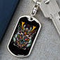 Samurai Skull Helmet Keychain Dog Tag Stainless Steel or 18k Gold-Express Your Love Gifts