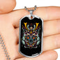 Samurai Skull Helmet Necklace Stainless Steel or 18k Gold Dog Tag 24" Chain-Express Your Love Gifts