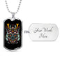 Samurai Skull Helmet Necklace Stainless Steel or 18k Gold Dog Tag 24" Chain-Express Your Love Gifts