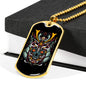 Samurai Skull Helmet Necklace Stainless Steel or 18k Gold Dog Tag 24" Chain-Express Your Love Gifts