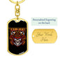 Samurai Skull Mascot Keychain Dog Tag Stainless Steel or 18k Gold-Express Your Love Gifts